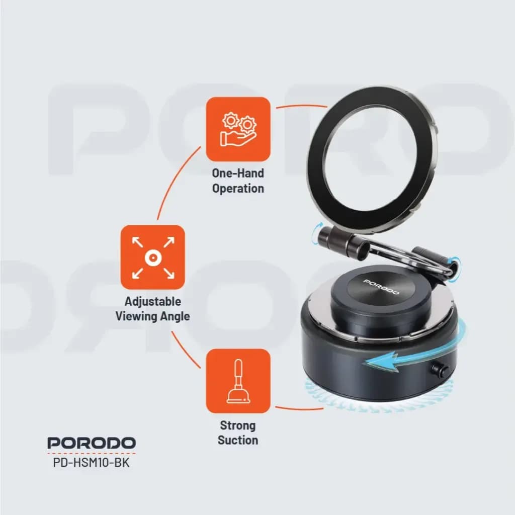 هولدر و نگهدارنده موبایل وکیوم مکشی مگ سیف پرودو Porodo Vacuseal MagSafe Magnetic Mount PD HS10 — تصویر ۳