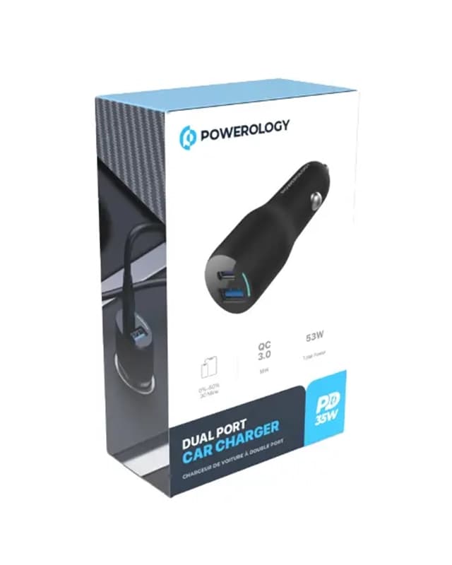 شارژر فندکی 35 وات پاورولوژی Powerology 35W Dual Ports Car Charger PCCSR012 — تصویر ۴