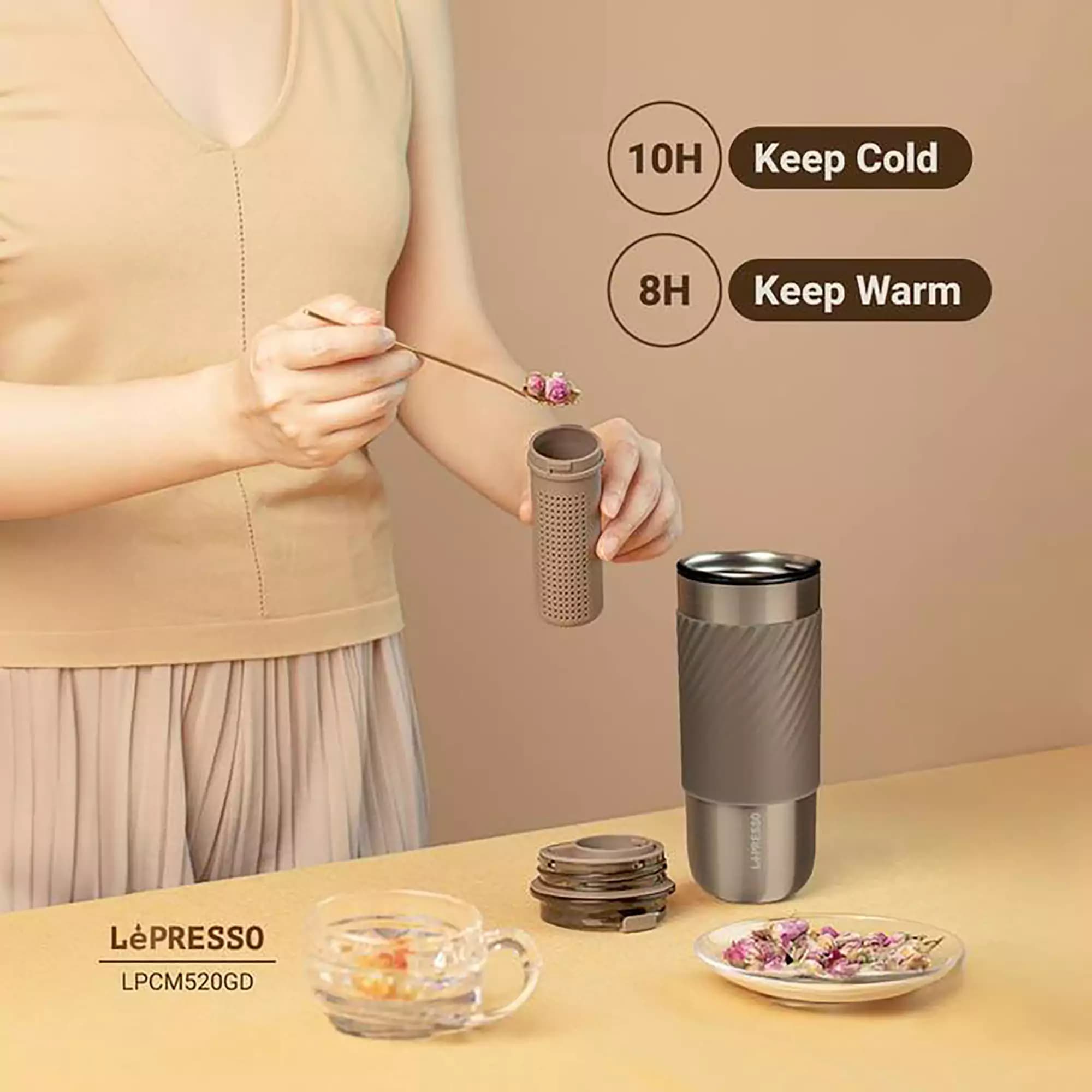ماگ حرارتی و فیلتردار لپرسو Lepresso Thermal Tumbler LPCM520 — تصویر ۴