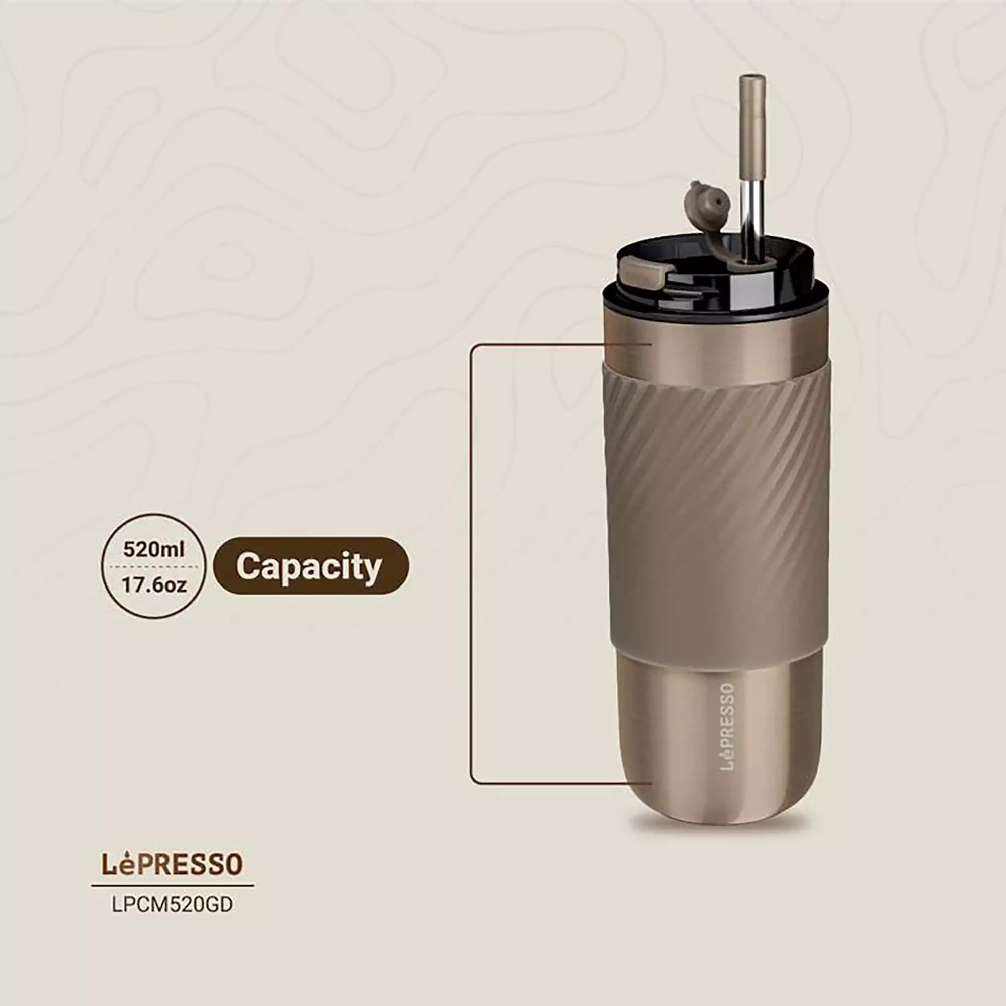 ماگ حرارتی و فیلتردار لپرسو Lepresso Thermal Tumbler LPCM520 — تصویر ۳