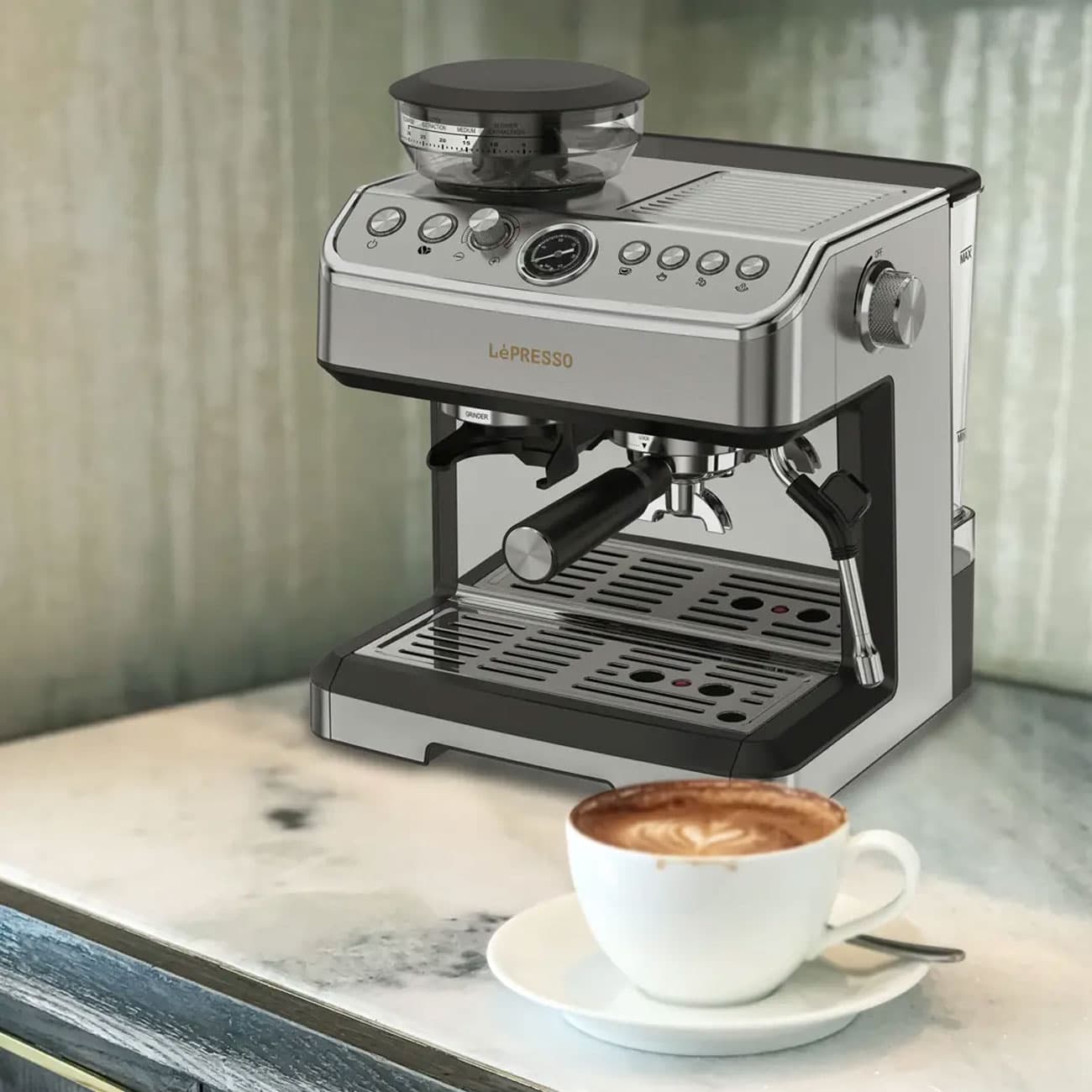 اسپرسوساز دو بویلر با آسیاب مخروطی و نازل بخار لپرسو LEPRESSO DUAL BOILER ESPRESSO MACHINE LP038 — تصویر ۷