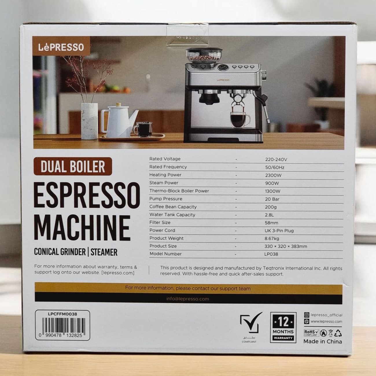 اسپرسوساز دو بویلر با آسیاب مخروطی و نازل بخار لپرسو LEPRESSO DUAL BOILER ESPRESSO MACHINE LP038 — تصویر ۵
