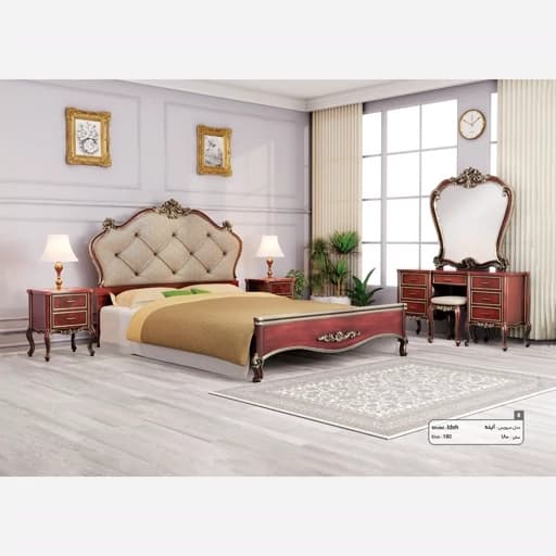 تخت خواب دونفره کم جا کشودار چوب راش مدل ایده مبلمان فرنا مدل 1142395