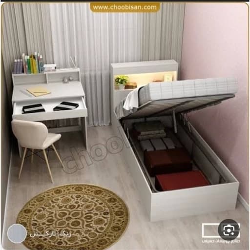 تخت خواب یک نفره مدل باکس دار همراه با میز تحریرBL00138 مبلمان فرنا مدل 1142371