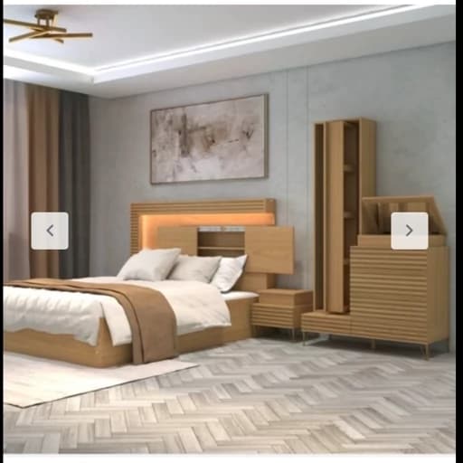 تخت دونفره و میز ارایش سرویس خواب دونفره مبلمان فرنا مدل 1142367