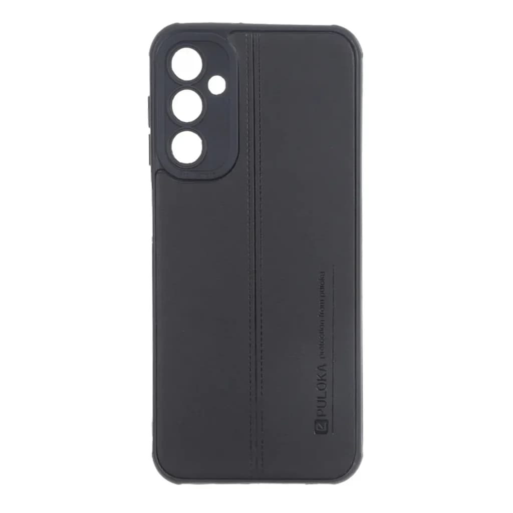قاب Puloka طرح چرم دوخت دار محافظ لنزدار Samsung Galaxy A25 5G – مشکی — تصویر ۲
