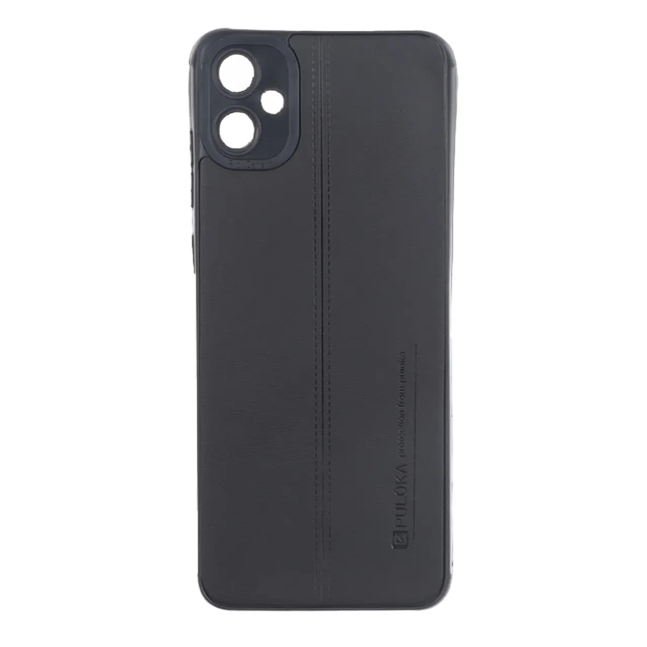 قاب Puloka طرح چرم دوخت دار محافظ لنزدار Samsung Galaxy A05 / M05 / F05 – مشکی