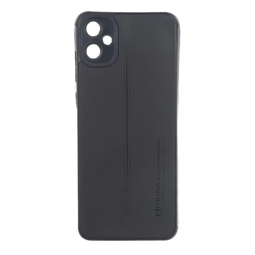 قاب Puloka طرح چرم دوخت دار محافظ لنزدار Samsung Galaxy A05 / M05 / F05 – مشکی — تصویر ۲