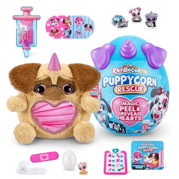 عروسک سورپرایزی Rainbocorns سری Puppycorn Rescue با شاخ بنفش — تصویر ۲