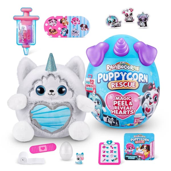 عروسک سورپرایزی Rainbocorns سری Puppycorn Rescue با شاخ بنفش — تصویر ۳