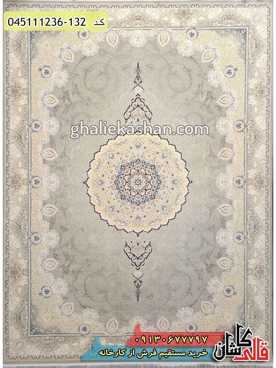 فرش طلاکوب 1200 شانه طرح لیندا ونوس زمینه نقره ای کاشان – گل برجسته