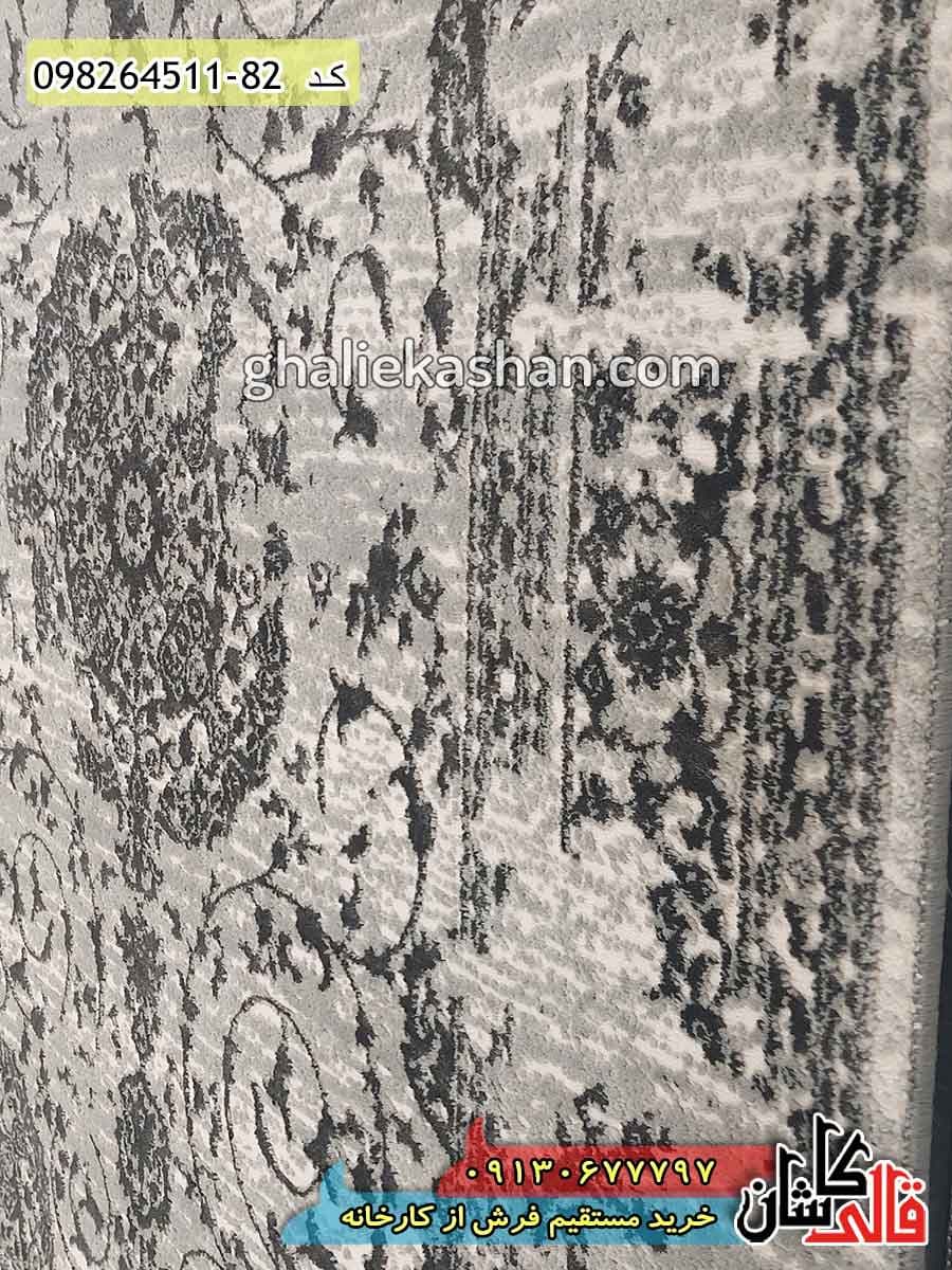 فرش مدرن و فانتزی وینتیج طرح پریشان زمینه طوسی کاشان – گل برجسته — تصویر ۵