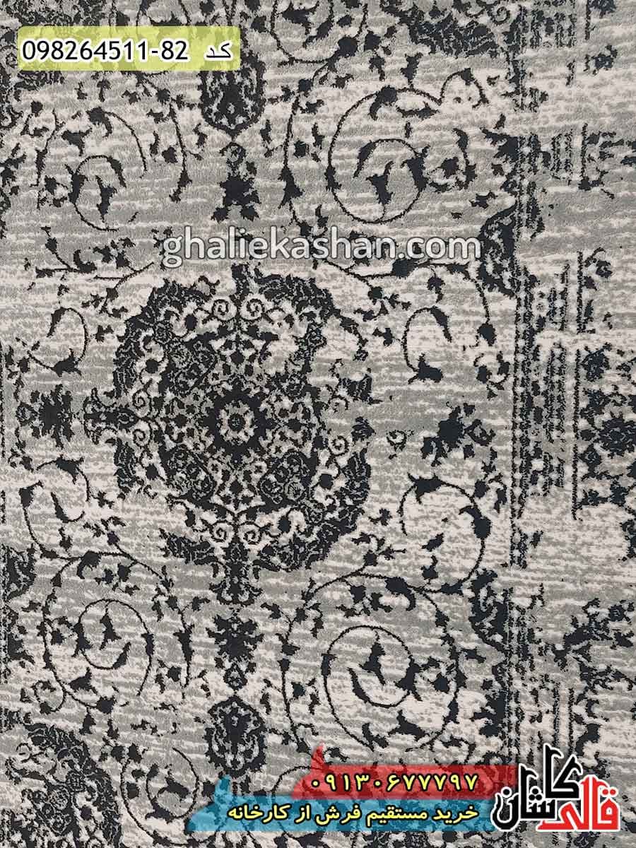 فرش مدرن و فانتزی وینتیج طرح پریشان زمینه طوسی کاشان – گل برجسته — تصویر ۲