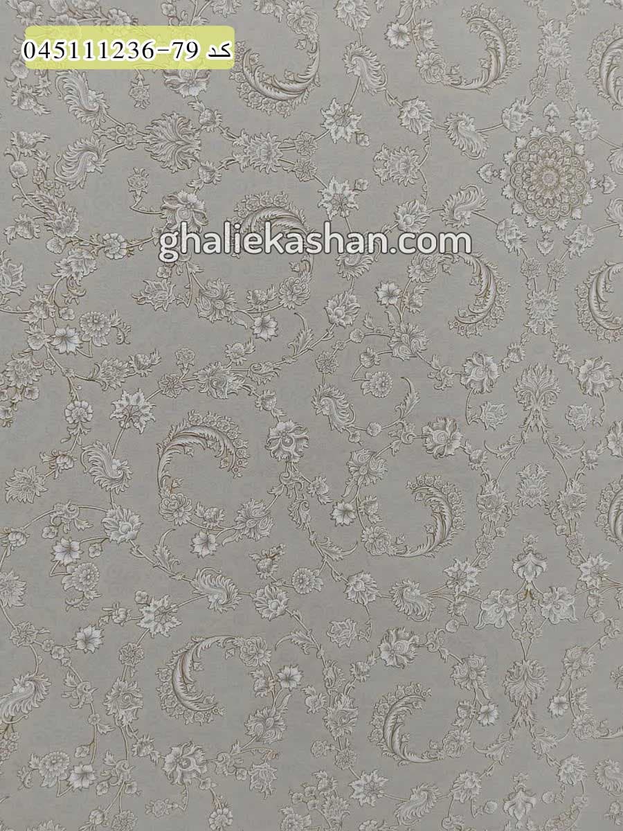فرش طلاکوب 1200 شانه طرح افشان گلوریا زمینه صدفی کاشان – گل برجسته — تصویر ۲