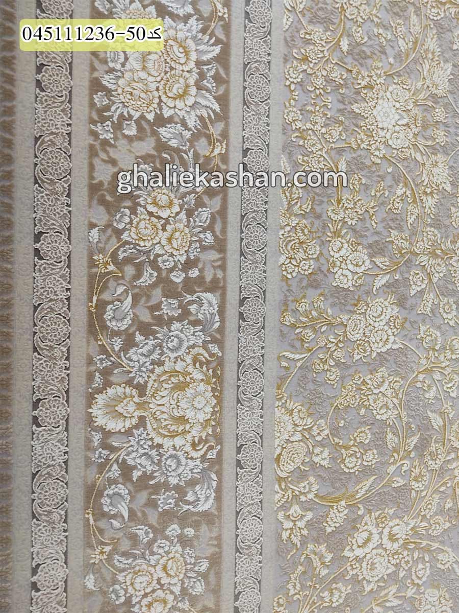 فرش 1200 شانه طرح افشان زینت زمینه نقره ای کاشان – گل برجسته — تصویر ۳