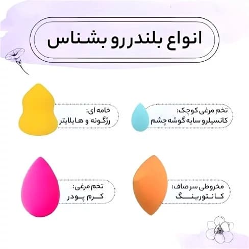 پک مینی 4 تایی بلندر کانسیلر بند انگشتی کوچک پد اشکی پد گوگولی فانتزی کیوت کوچک پد تخم مرغی — تصویر ۵