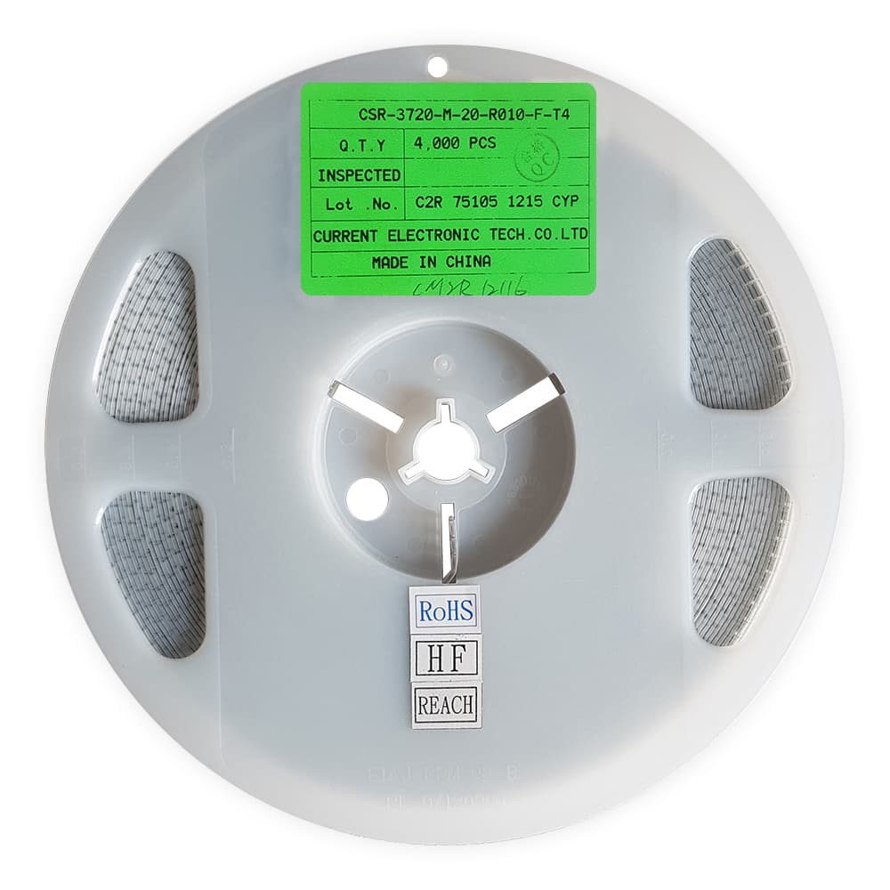 مقاومت شنت SMD مدل CURRENT CSR-3720-M-20-R010-F مقدار 10mΩ توان 2W بسته ۴۰۰۰ عددی
