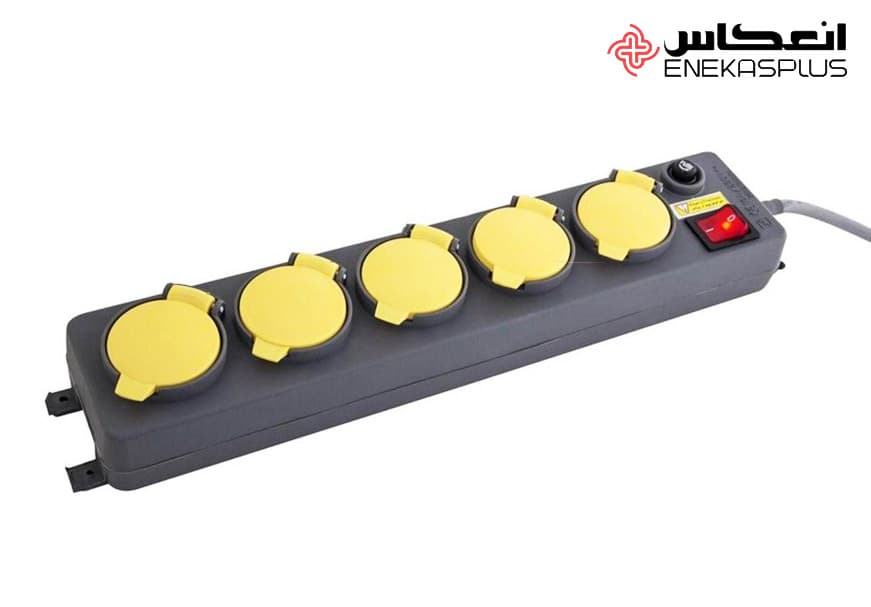 رابط صنعتی ۵ خانه ارت دار درب دار فیوزدار پارت با کابل ۳ متری — تصویر ۴