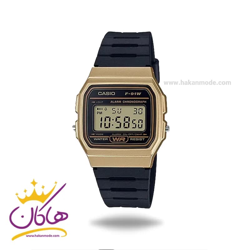 ساعت کاسیو مردانه قاب طلایی دیجیتالی F-91WM-9ADF