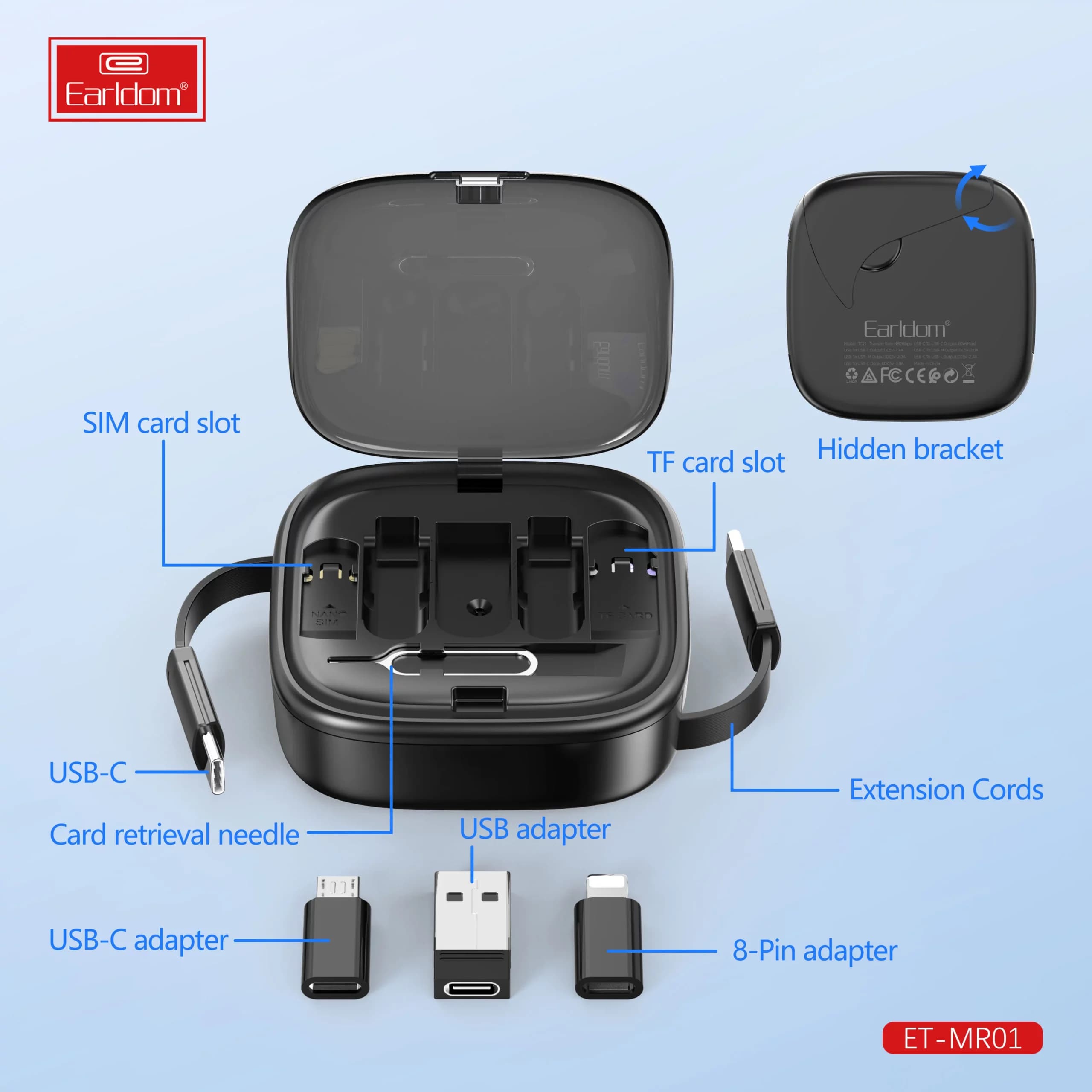 کابل چندکاره Earldom مدل ET-MR01 با رابط‌های USB-C، Lightning و Micro-USB — تصویر ۵