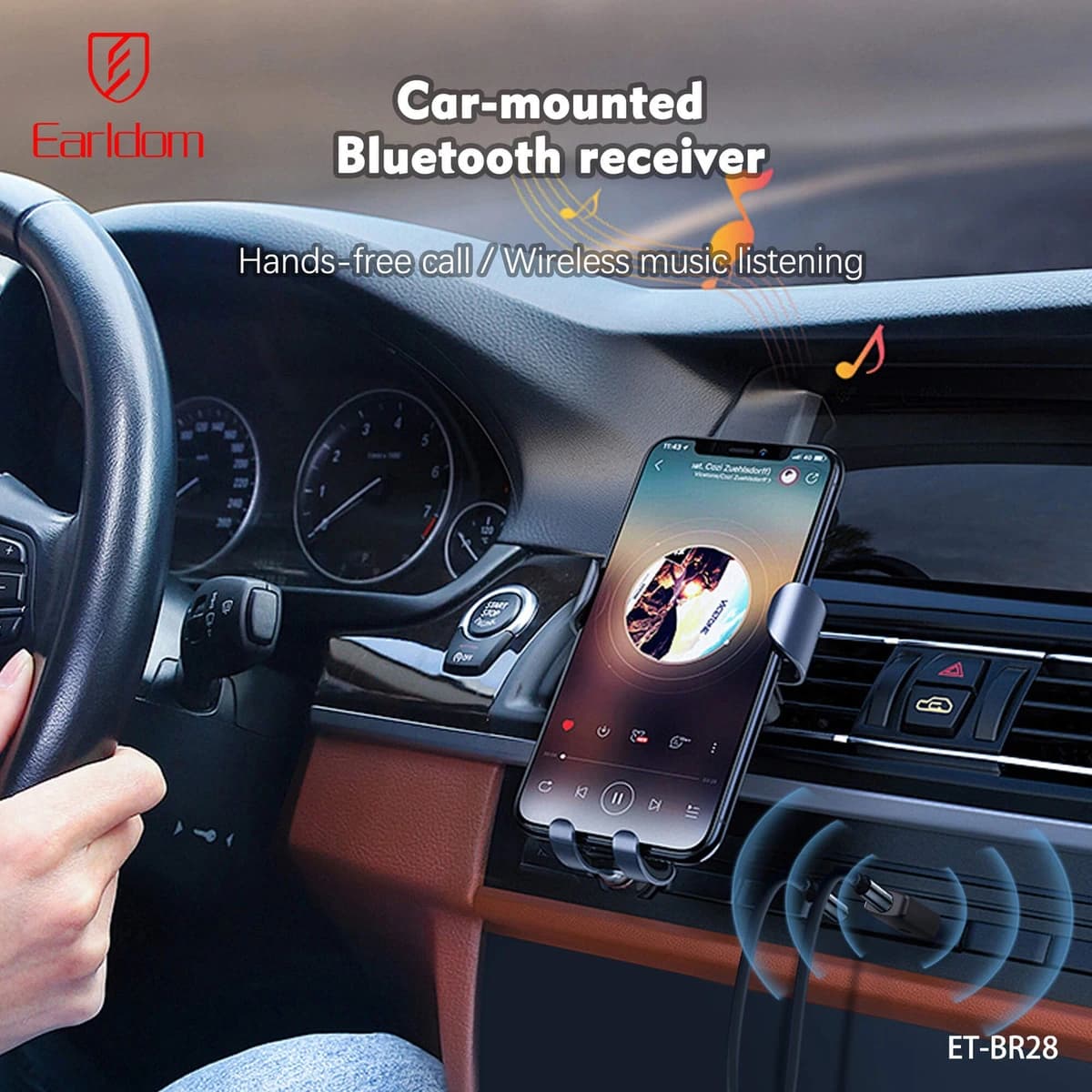 گیرنده بلوتوث Earldom مدل ET-BR28 با خروجی USB و AUX — تصویر ۵