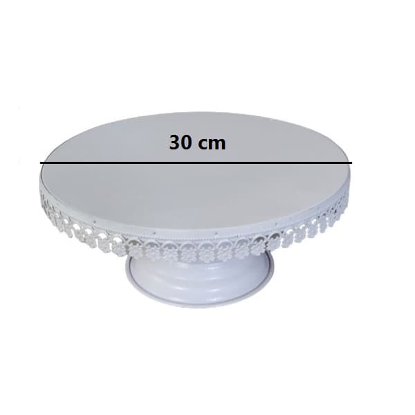 استند پایه کیک تولد فلزی مدل حاشیه گل سفید — تصویر ۵