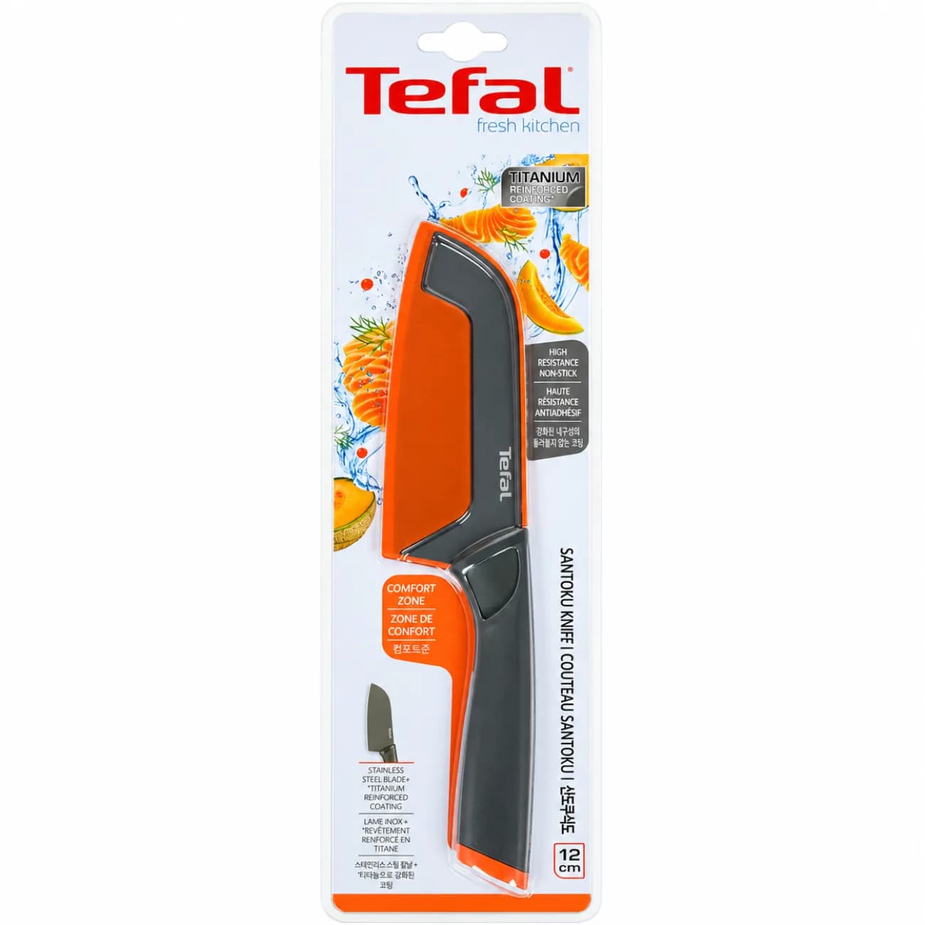 چاقوی سانتوکو تفال Tefal مدل K1220114 تیغه 12 سانتی متر — تصویر ۴