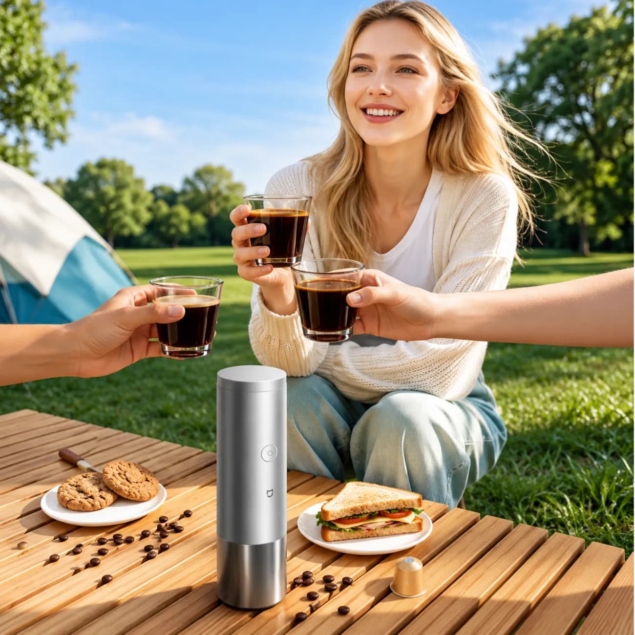 قهوه ساز قابل حمل شیائومی Xiaomi مدل CMP001-W/B فشار 20 بار — تصویر ۳