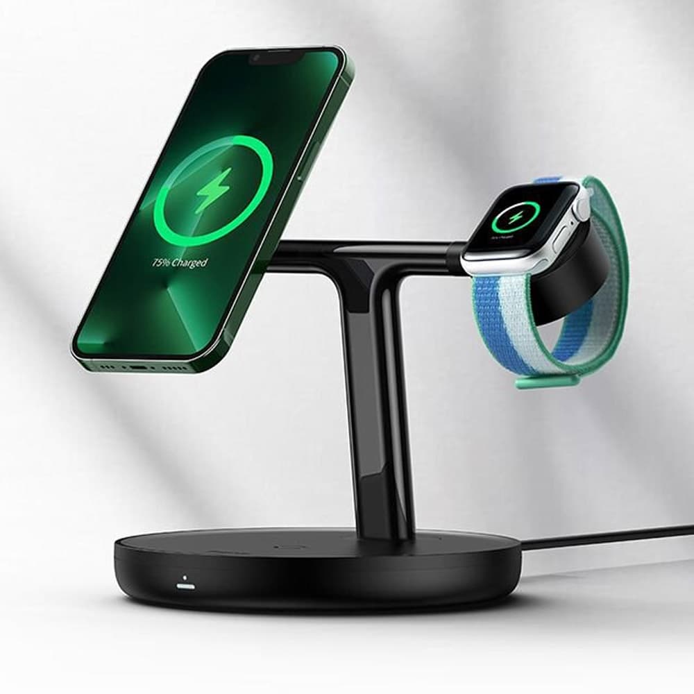 استند و شارژر وایرلس مگنتی باسئوس مدل Baseus Swan 3-in-1 Wireless Magnetic Charging Bracket 20W (جعبه ضعیف) — تصویر ۶