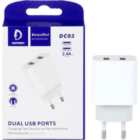شارژر دیواری 12W دو پورت DENMEN مدل DC05 – سفید کدM5146