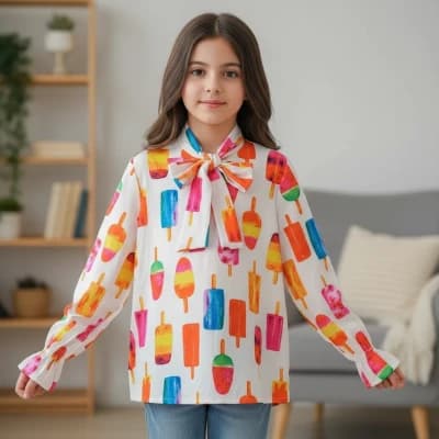 شومیز دخترانه یقه کراواتی — تصویر ۲