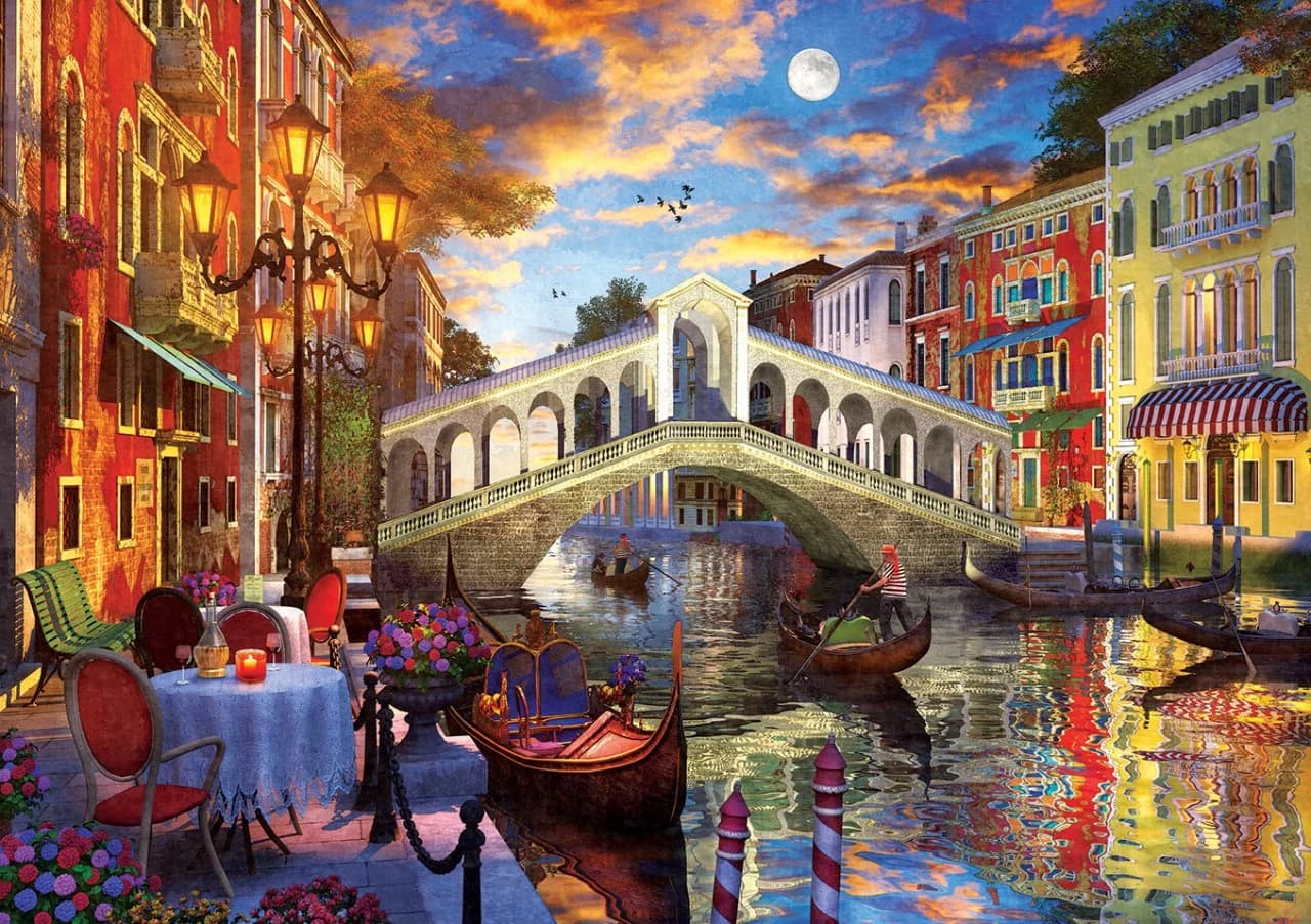 پازل 1500 تكه آرت پازل طرح Rialto Bridge, Venice كد 5372 — تصویر ۲