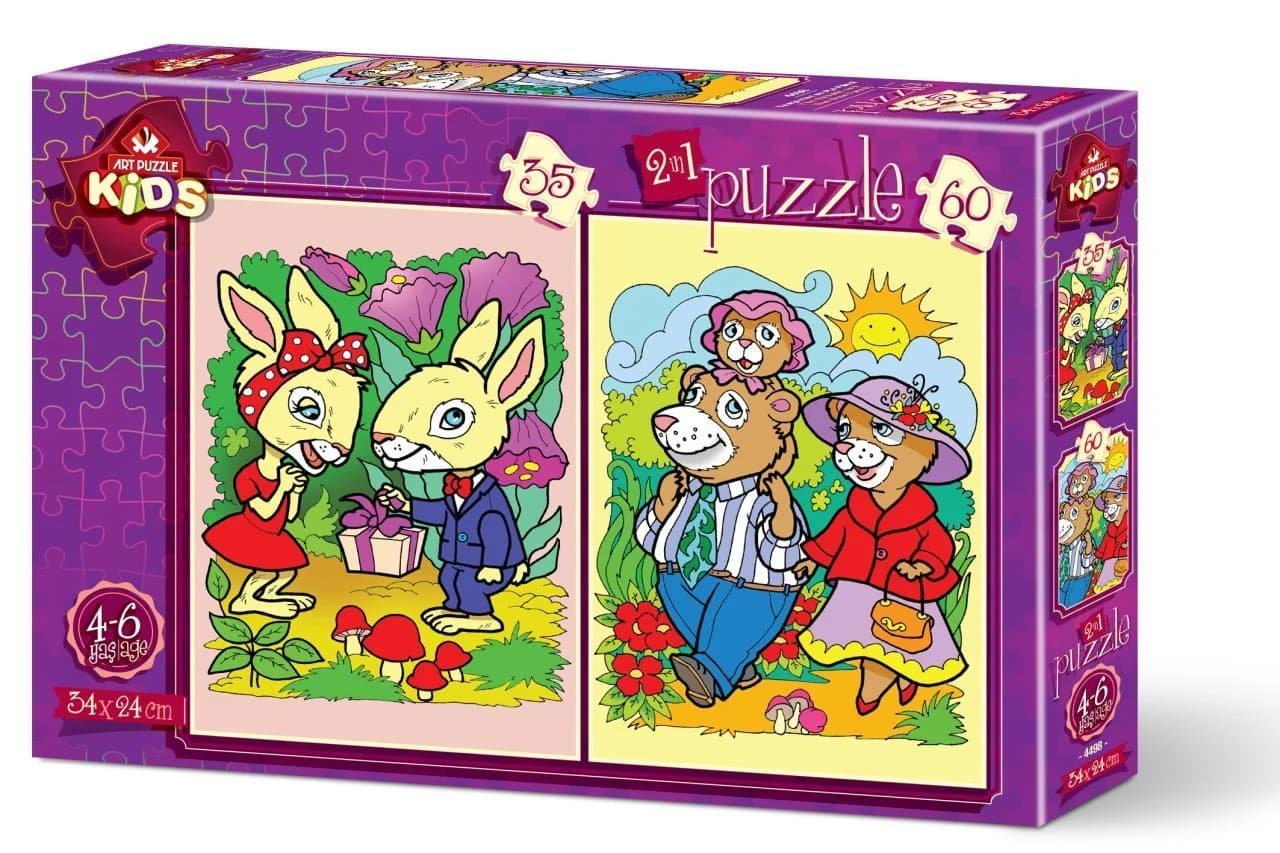 پازل 95 تكه آرت پازل طرح Rabbits and Bear Family كد 4498