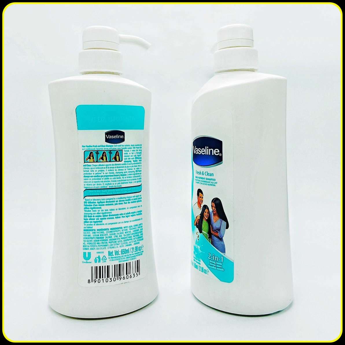 شامپو وازلین شیر مغذی ۲ در ۱ وازلین Fresh & Clean حجم ۶۵۰ میلی‌لیتر Vaseline Fresh & Clean 2-in-1 Milk Nutrient Shampoo — تصویر ۲