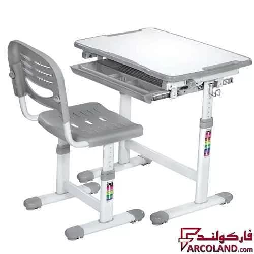 ست میز تحریر و صندلی مدل قابل تنظیم رنگ طوسی