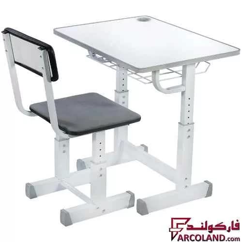 ست میز تحریر و صندلی مدل پیچی رنگ طوسی