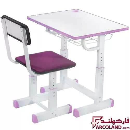ست میز تحریر و صندلی مدل پیچی رنگ بنفش