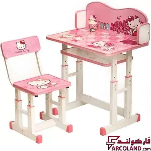 ست میز تحریر و صندلی پیچی طرح کیتی کد 8