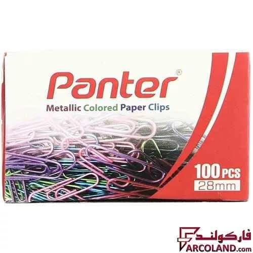 گیره کاغذ رنگی پنتر مدل متالیک کد PC103 بسته 100 عددی
