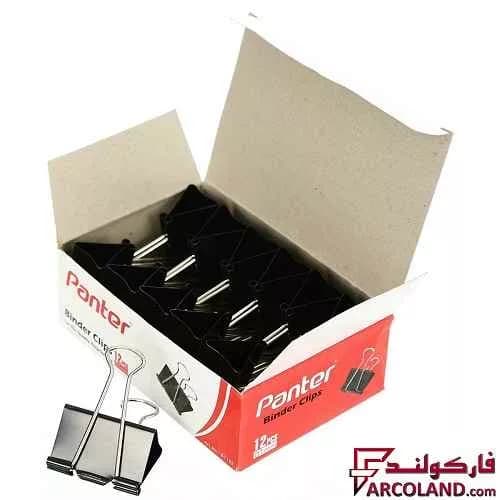 گیره کاغذ کلیپسی پنتر سایز 51 میلی متر بسته 12 عددی