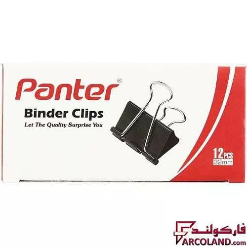 گیره کاغذ کلیپسی پنتر سایز 32 میلی متر بسته 12 عددی — تصویر ۲