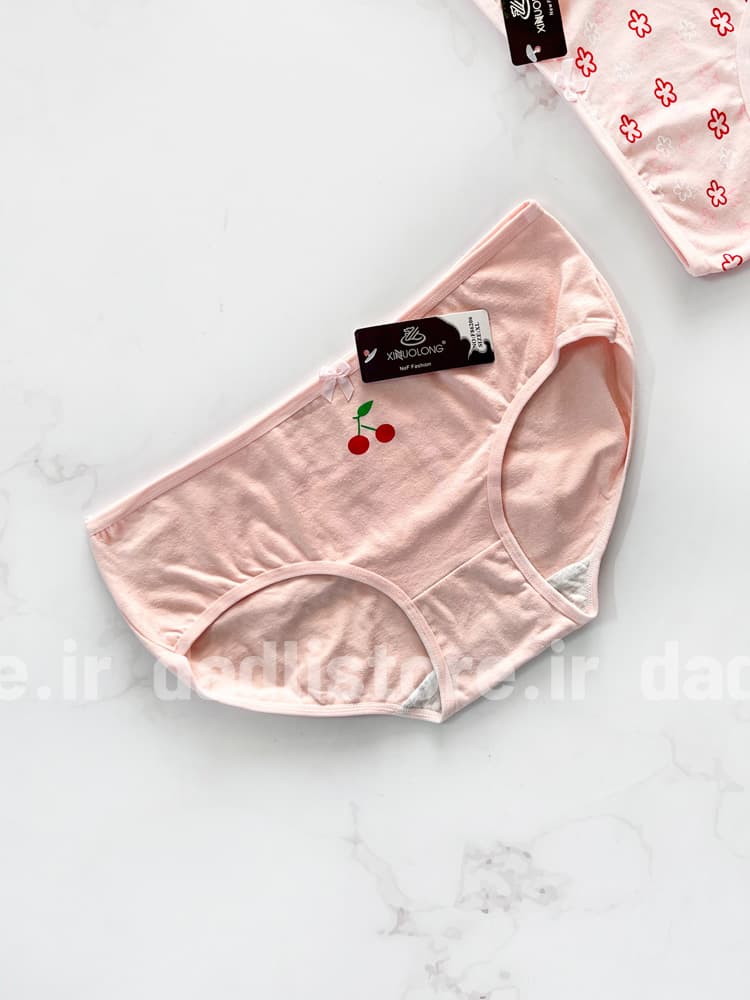 شورت اسلیپ نخ پنبه عروسکی سفید پنککی طرح گیلاس — تصویر ۷