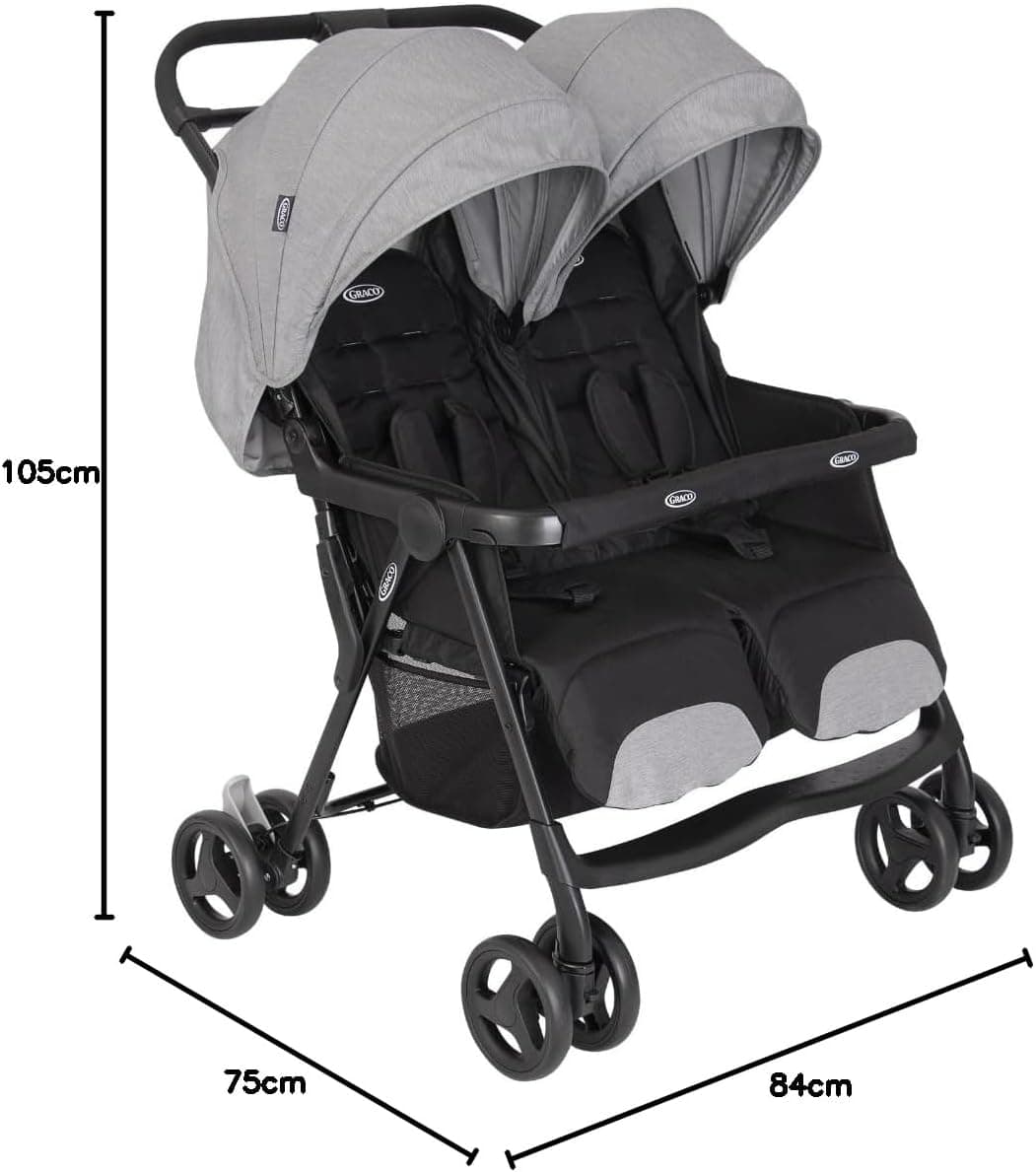 کالسکه دوقلو کنار هم گراکو امریکا Graco Duo Rider Steeple Grey — تصویر ۲