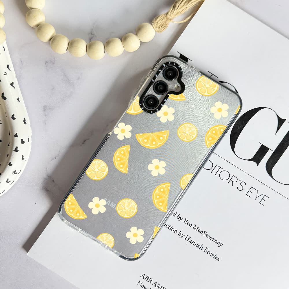 قاب شفاف چاپی سفارشی (کد 0438) مدل لیمویی – Lemon pattern مناسب برای گوشی موبایل سامسونگ Samsung Galaxy A06 / A10S / A12 / A13 / A14 / A15 / A16 / A20 / A21S / A22 4G / A22 5G / A23 / A24 / A30 / A30S