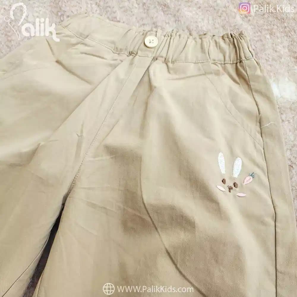 شلوار مام بچگانه 0267 کتان خرگوش کرم — تصویر ۲