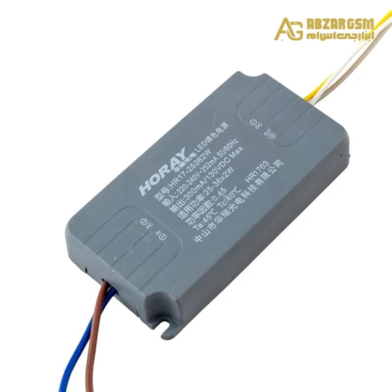 درایور LED (25-36)x2W جریان ثابت 300mA قابدار پلاستیکی
