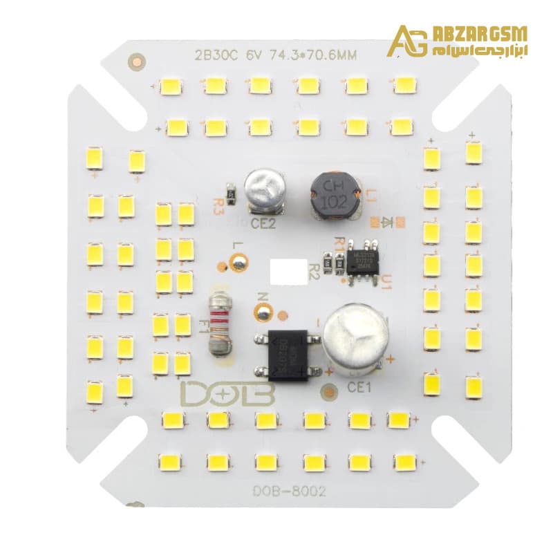 LED DOB سفید مهتابی 220VAC 60W دارای مدار محافظتی Anti Surge سایز 74.3×70.6mm — تصویر ۲