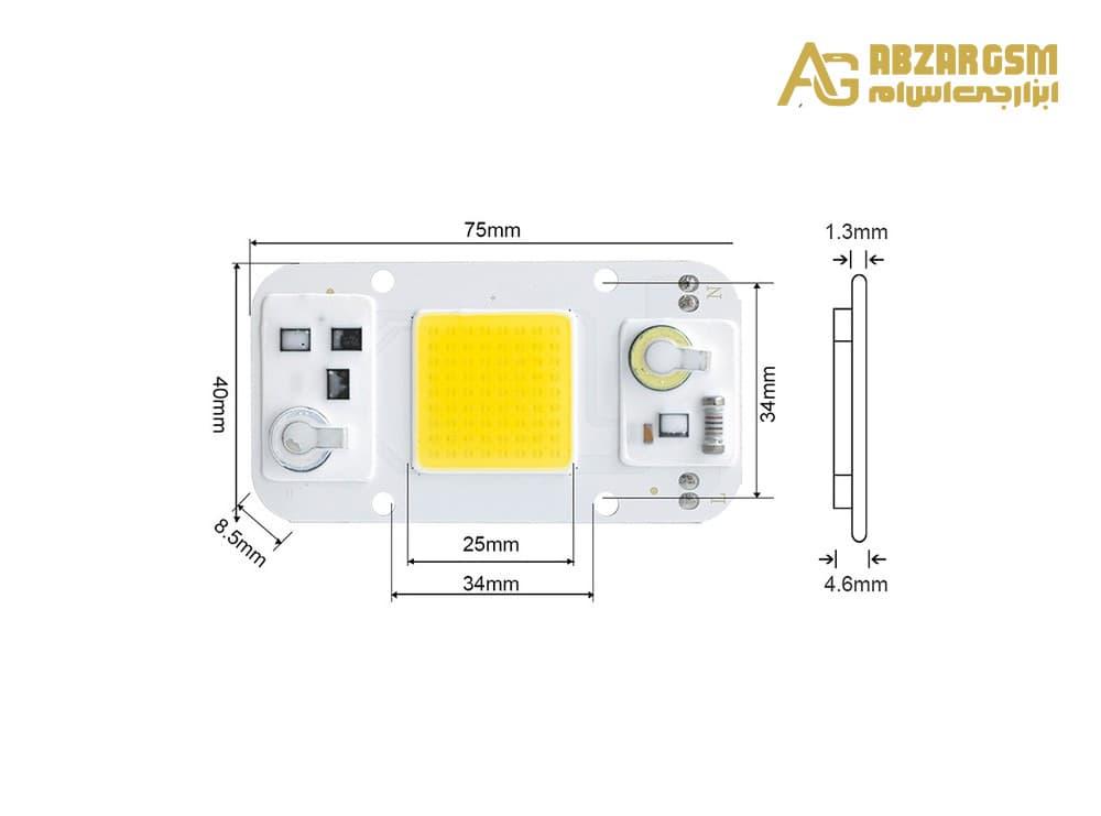 LED COB مهتابی 20W 220V با درایور داخلی سایز 7540 دارای مدار حفاظتی Anti Surge — تصویر ۲