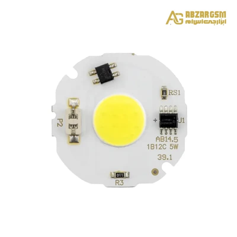 LED COB سفید مهتابی 5W دارای مدار محافظتی Anti Surge سایز 37x37mm مدل 1B12C