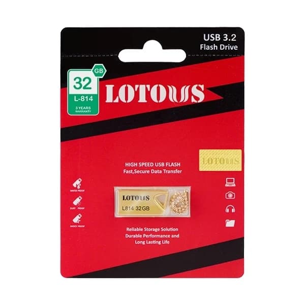 فلش مموری لوتوس مدل L-814 ظرفیت ۳۲ گیگابایت | استاندارد USB 3.2 با سرعت بالا و طراحی مدرن